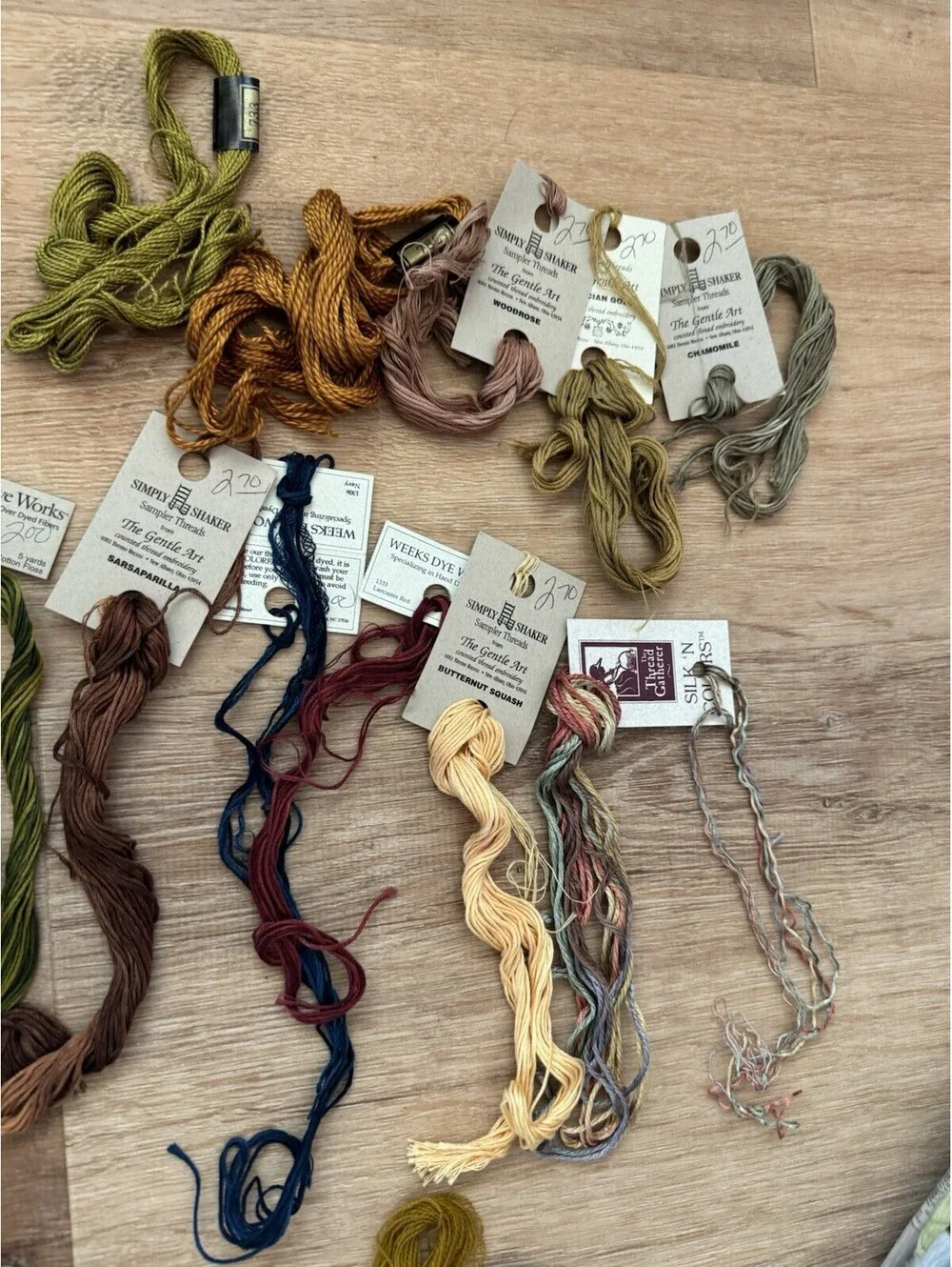 Lot 96 Cross Stitch Embroidery Floss Threads DMC Anchor Weeks Dye Works Shaker